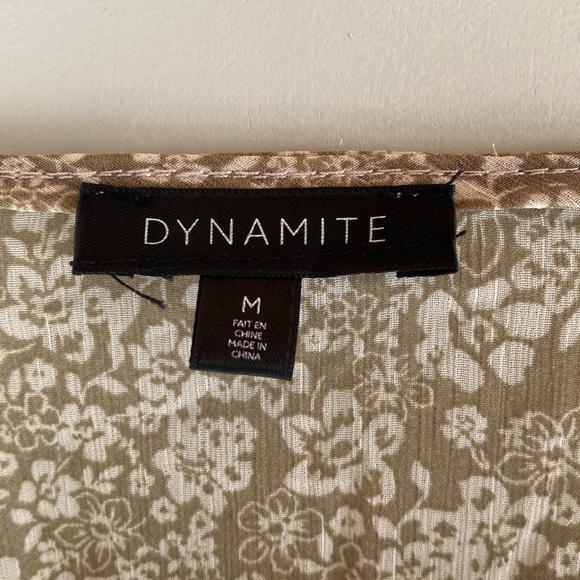 Sheer Green Floral Dynamite Tie Front Shirt - Picture 5 of 6